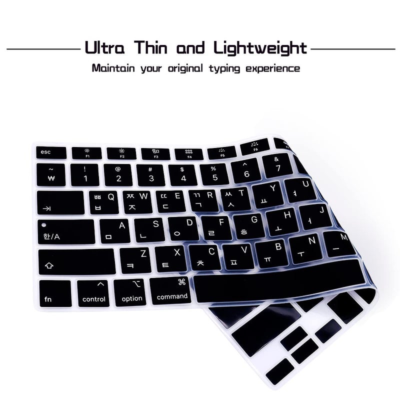 HRH Korean Language Keyboard Cover Skin,Silicone Keyboard Cover Protector for MacBook Air 13 Inch 2020 with Touch ID (MODLE A2179 and A2337 M1 Chip,US Layout) Keyboard Accessories Protector-Black - Image 3